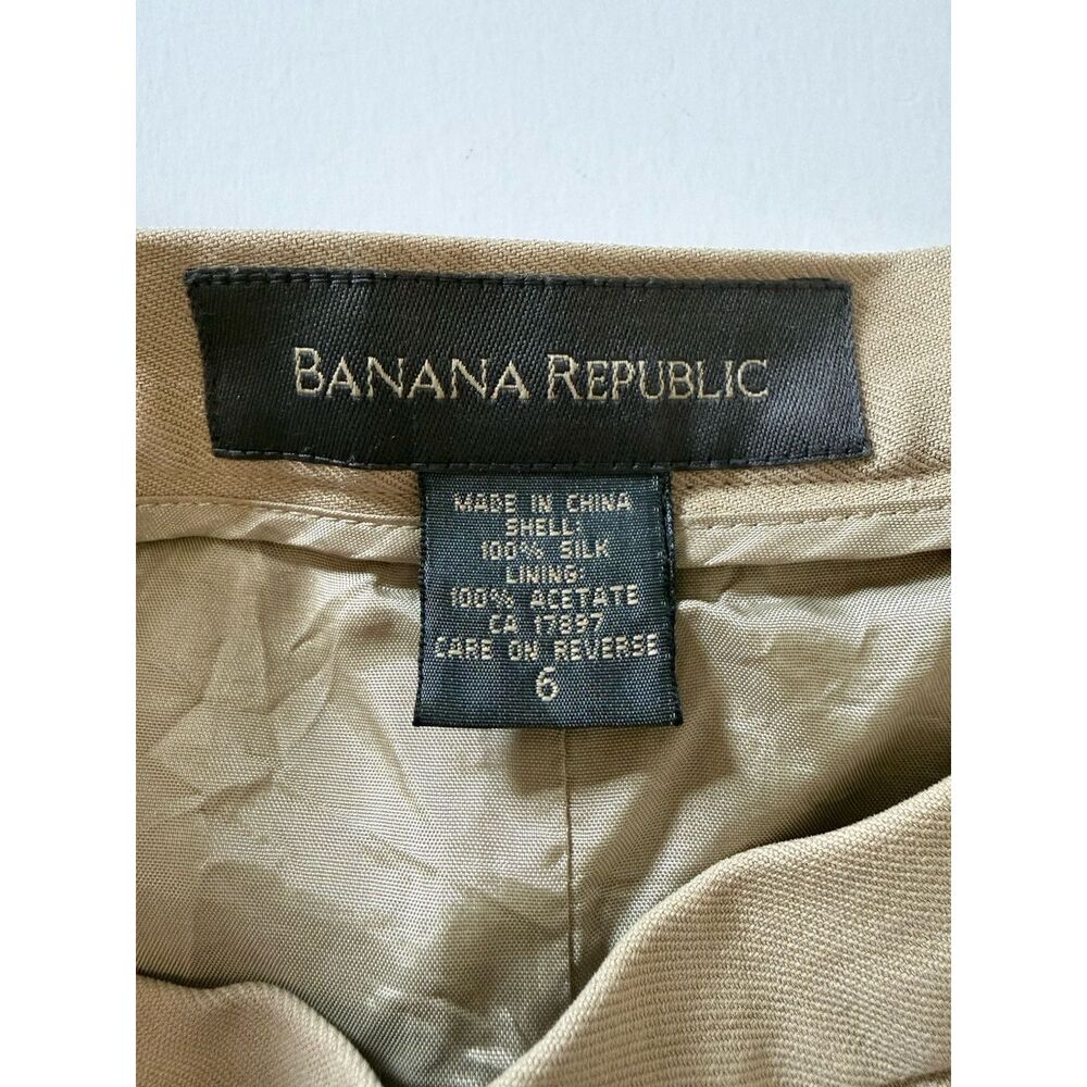 Banana Republic Y2K Khaki 100% Silk Short Mini Skirt Academia Preppy Casual Sz 6 - Picture 13 of 14